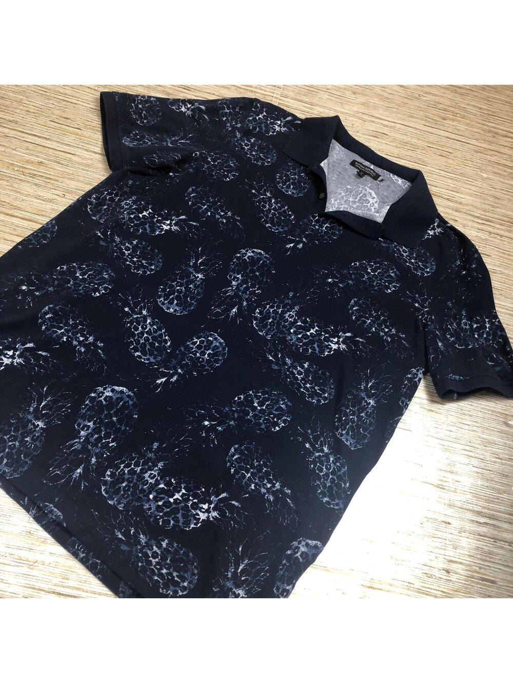 3276 Banana Republic perfomance Pique polo top Pineapple NAVY sz XL tall